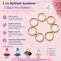 3 cm nyitható karabiner arany színben
