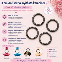 4 cm acélszürke színű karabiner, nyitható