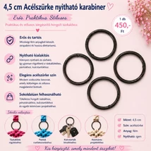 4,5 cm acélszürke színű karabiner, nyitható