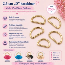 2,5 cm "D" karabiner - arany színben