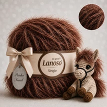 Lanoso Single szőrme-szempilla-fantázia fonal - 926 - Barna