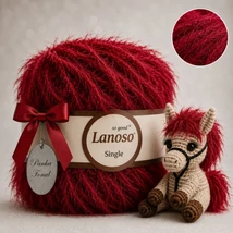 Lanoso Single szőrme-szempilla-fantázia fonal - 957 - Bordó