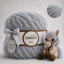 Lanoso Single szőrme-szempilla-fantázia fonal - 952 - Szürke