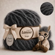 Lanoso Single szőrme-szempilla-fantázia fonal - 953 - Sötétszürke