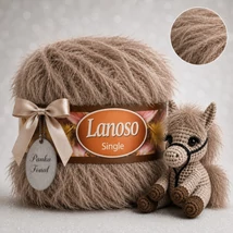 Lanoso Single szőrme-szempilla-fantázia fonal - 909 - Tejeskávé