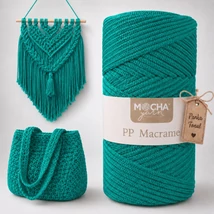 3 mm makramé fonal Smaragd zöld - Mocha -