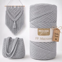 3 mm makramé fonal Ezüst - Mocha -