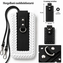 Horgolható mobiltelefontartó szett – Fekete