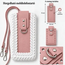Horgolható mobiltelefontartó szett – Púder rózsaszín