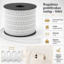 Rugalmas gomblyukas szalag - fehér -