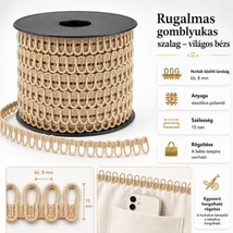 Rugalmas gomblyukas szalag - világos bézs -