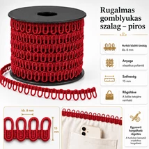 Rugalmas gomblyukas szalag - piros -