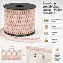 Rugalmas gomblyukas szalag -púder rózsaszín -
