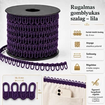 Rugalmas gomblyukas szalag - Padlizsán lila -