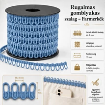 Rugalmas gomblyukas szalag - farmerkék -