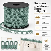 Rugalmas gomblyukas szalag - zsályazöld -