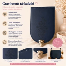 Gravírozott táskafedő Sötétkék - Virág mandala - 15 x 22