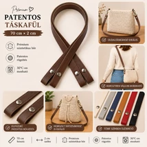 70 cm hosszú, érett barna színű patentos táskafül