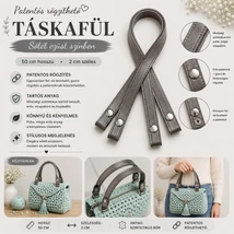 50 cm hosszú, szintetikus bőrből készült patentos táskafül - ezüst -