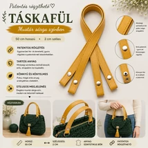 50 cm szintetikus bőrből patentos táskafül, mustár sárga