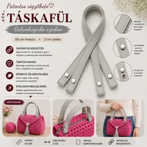 50 cm szintetikus bőrből pantetos táskafül, galamb szürke -