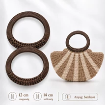 Eredeti bambusz táskafül -Espresso barna, fonott mintás -