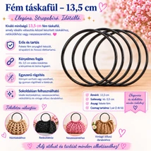 13,5 cm fekete fém táskafül ( 1 pár )