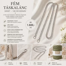 Fém táskalánc - ezüst - 130 cm hosszú
