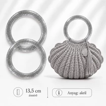 Kerek akril táskafül - ezüst glitter -