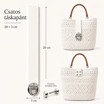 Csatos bőr táskapánt – Fehér (20 x 3 cm)