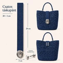 Csatos bőr táskapánt – Sötétkék (20 x 3 cm)