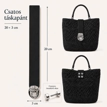 Csatos bőr táskapánt – Fekete (20 x 3 cm)
