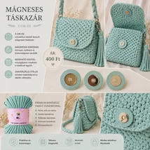 Mágneses patentos táskazár - menta zöld -
