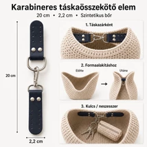 Táskazár karabinerrel és félkarikával - varrható - sötétkék