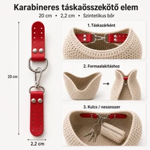 Táskazár karabinerrel és félkarikával - varrható - piros
