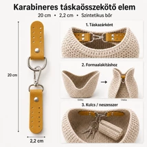 Táskazár karabinerrel és félkarikával - varrható - mustár