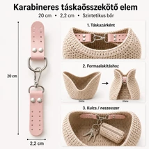 Táskazár karabinerrel és félkarikával - varrható - púder rózsaszín