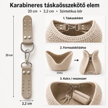 Táskazár karabinerrel és félkarikával - varrható - drapp