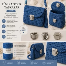 Fém, ezüst kapcsos táskazár 2,5 cm