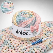 YarnArt Dolce Vita színátmenetes zsenília fonal - 3402 - Szivárványhab