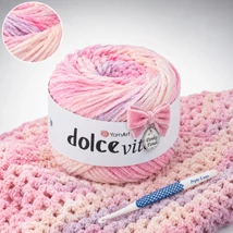 YarnArt Dolce Vita színátmenetes zsenília fonal - 3415 - Epres Sajttorta