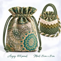 Zsinóros táskabélés - Oázis mandala - 25x21 cm