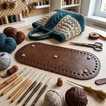 30 x 12 cm bőr ovális táska alj - érett barna -