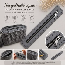 30 cm hosszú, 5 cm széles cipzár - Manhattan szürke -  színben -