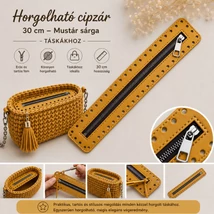30 cm hosszú, 5 cm széles cipzár - mustár sárga -  színben -