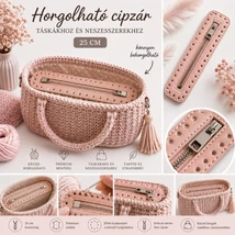 25 cm hosszú púder rózsaszín cipzár
